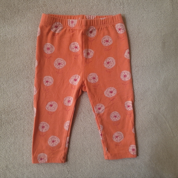 Gap Baby Girl Orange Coral Bells Print Leggings Size 6-12 Months - Picture 1 of 2